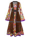 2PCS 1970s Fringe Vest & Psychedelic Hippie Costume Dress