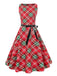 Red 1950s Plaid Sleeveless Dress