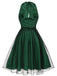 Green 1950s Christmas Halter Polka Dots Mesh Dress