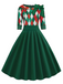 Red 1950s Christmas Plaids Bow Decor Dress