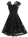 1950s Solid V-Neck Sleeveless Lace Dress
