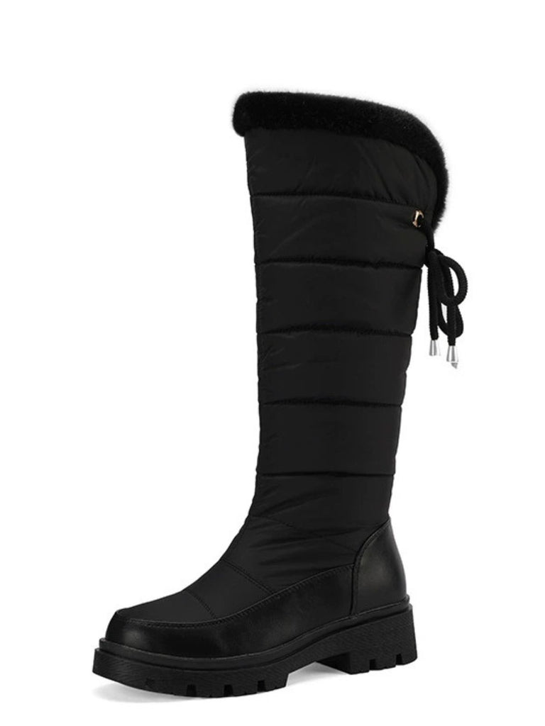 Faux Fur Knee High Snow Down Fabric Boots