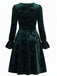 Green 1960s Velvet Rose Jacquard Dress