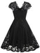 1950s Solid V-Neck Sleeveless Lace Dress
