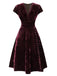 Red 1940s Deep V-Neck Pearl Velvet Dress