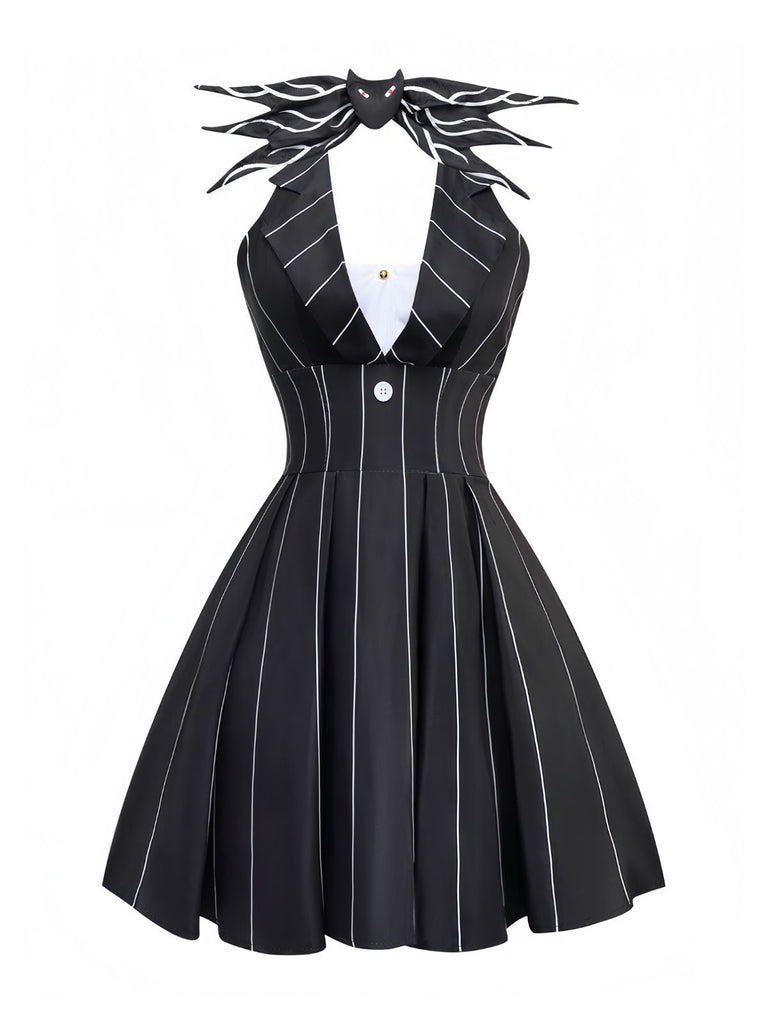 1960s Nightmare Before Christmas Bat Striped Dress