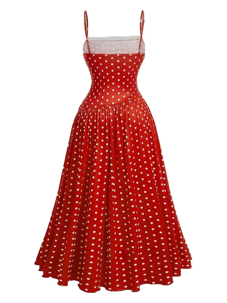 1950s Lace Paneled Polka Dot Dress