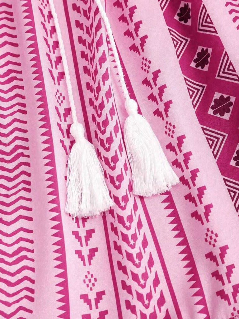 1970s Halter Ethnic Print Boho Dress