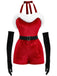 1970s Christmas Velvet Faux Fur Trim Halter Romper Set