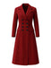 Burgundy 1930s Double Breasted Long Trench Coat