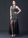 Black 1920s Round Neck Sheer Beading Dress