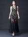 Black 1920s Round Neck Sheer Beading Dress