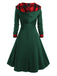 Orange 1950s Plaids Hooded Patchwork Dress