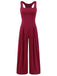 1950s Solid Square Neck Wide Strap Jumpsuit
