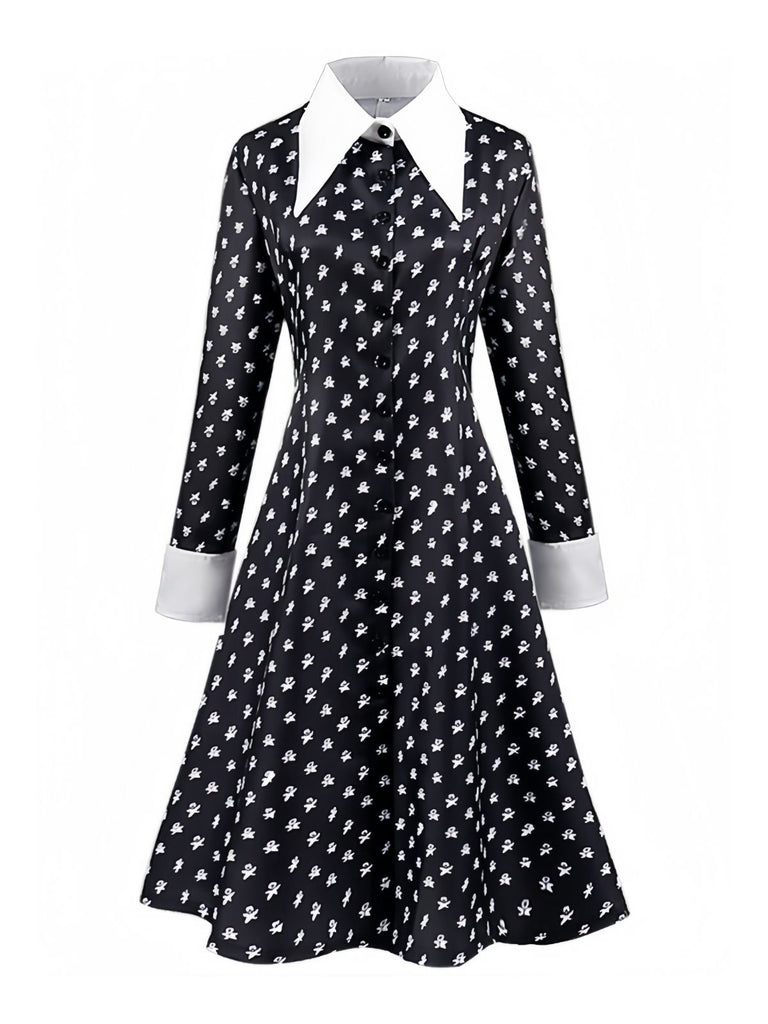 Black 1940s Wednesday Addams Style Dress