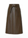 Brown 1980s Leather High-Waist Midi Skirt