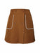 Brown 1980s Button Pocket High Waist A-Line Skirt