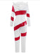 1970s Christmas Candy Cane Hooded Jumpsuit