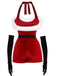 1970s Christmas Velvet Faux Fur Trim Halter Romper Set