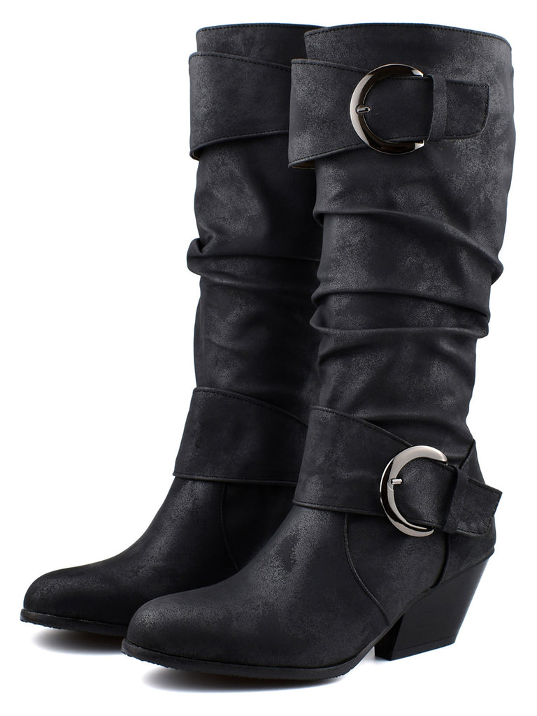 Vintage Buckle Western Style Cowboy Boots