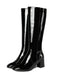 Vintage Patent Leather Block Heel Knee-High Boots