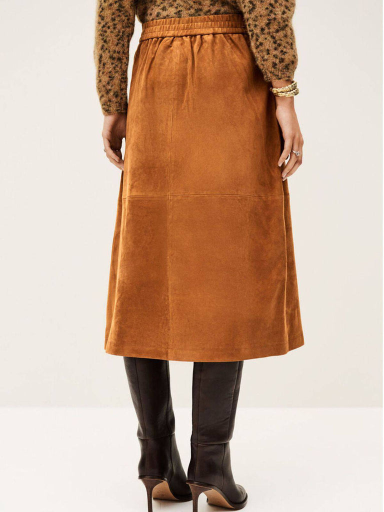 Brown 1960s Corduroy Button Front Pocket Midi Skirt