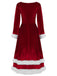 1940s Christmas Santa Faux Fur Trim Velvet Dress