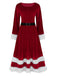 1940s Christmas Santa Faux Fur Trim Velvet Dress