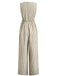 1940s V-Neck Striped Tie-Waist Sleeveless Jumpsuit