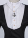 Black 1940s Nun-Style Cross Necklace Dress