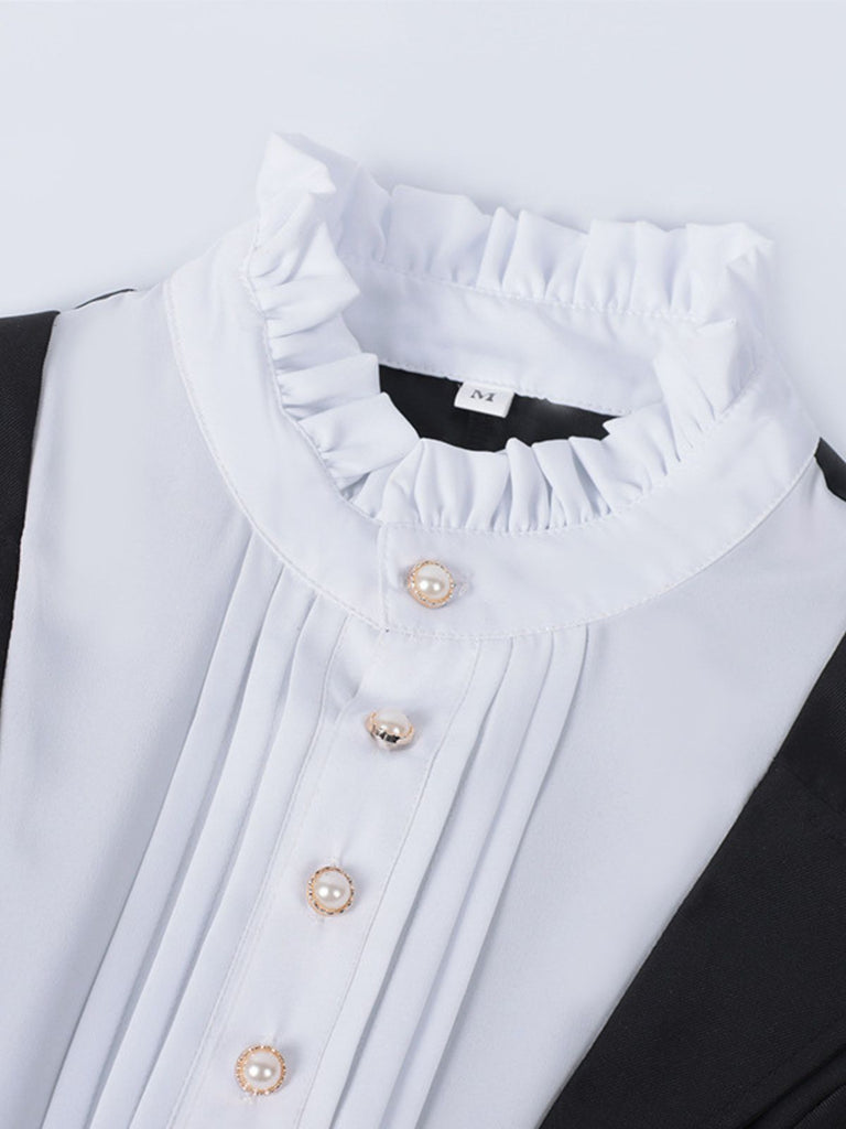 Black 1940s Nun-Style Cross Necklace Dress