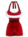 1970s Christmas Velvet Faux Fur Trim Halter Romper Set