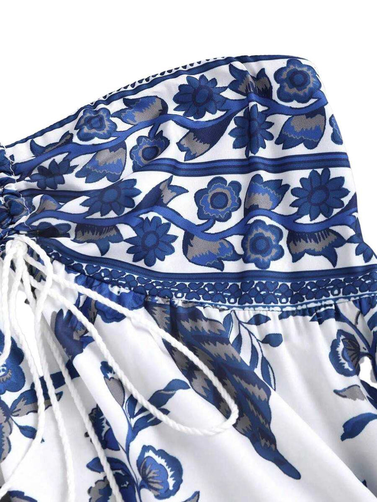 1970s Halter Ethnic Print Boho Dress