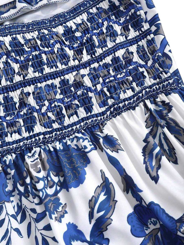 1970s Halter Ethnic Print Boho Dress