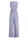 1940s V-Neck Striped Tie-Waist Sleeveless Jumpsuit