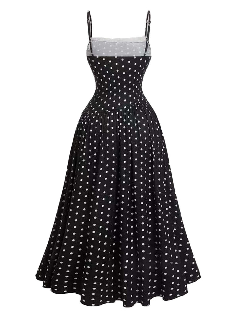 1950s Lace Paneled Polka Dot Dress