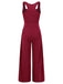 1950s Solid Square Neck Wide Strap Jumpsuit