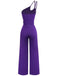 1970s One-Shoulder Studded Belted Jumpsuit