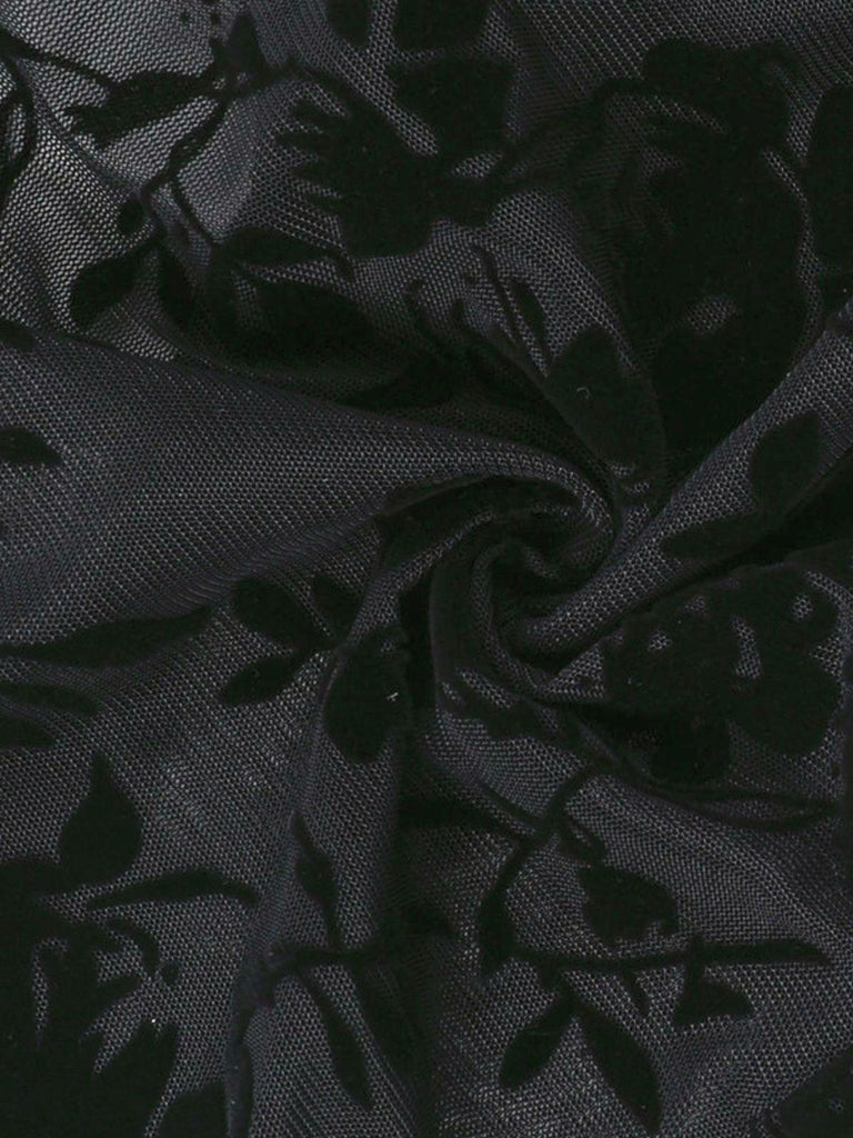 Black 1960s Water-soluble Lace Trim Sheer Blouse