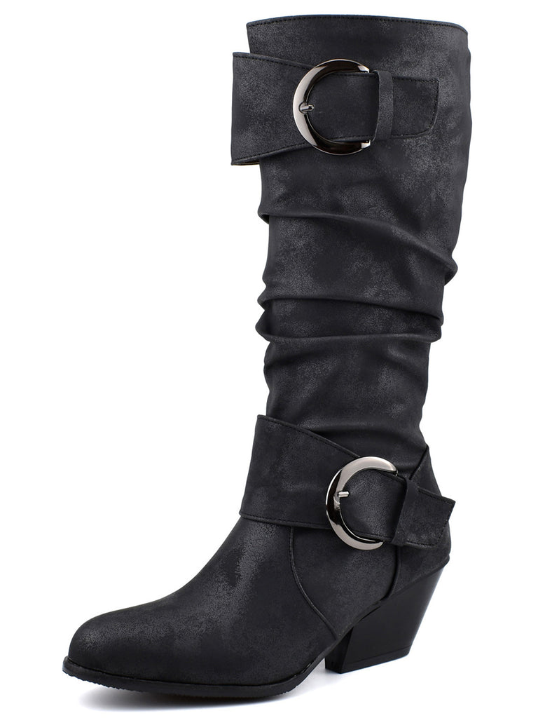 Vintage Buckle Western Style Cowboy Boots