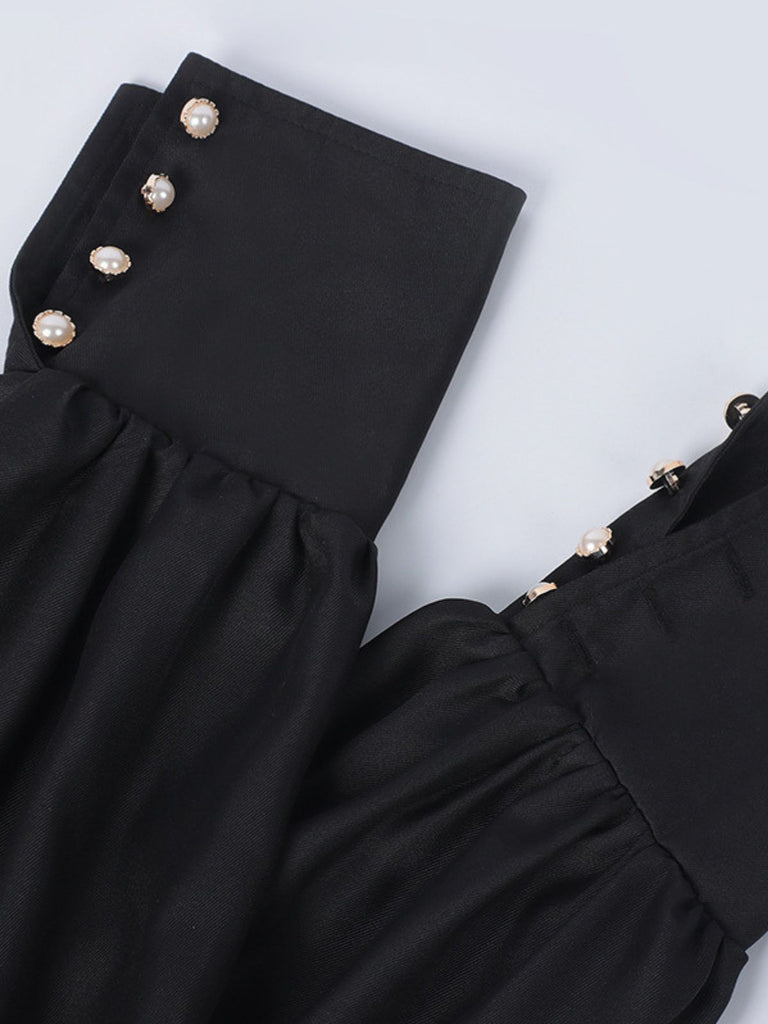 Black 1940s Nun-Style Cross Necklace Dress