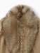 Khaki 1920s Solid Fur Collar Belted Coat