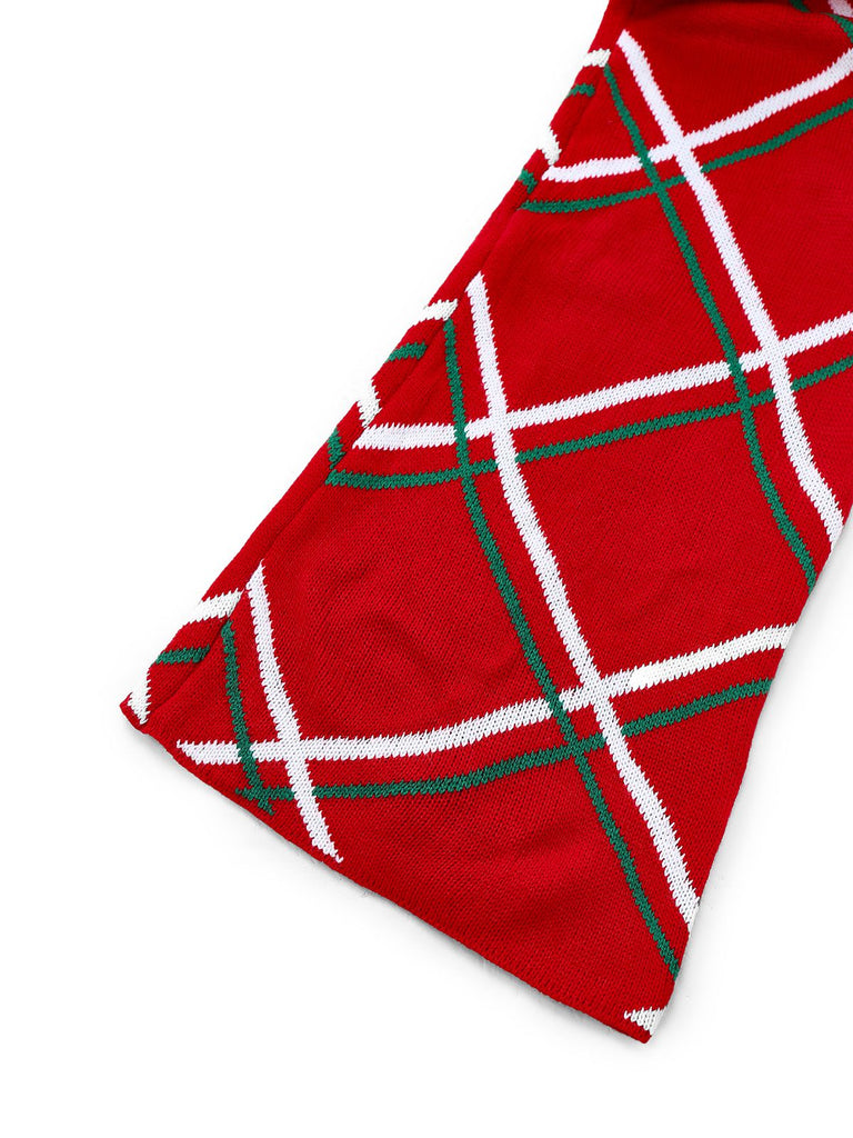 1960s Bow Christmas Plaid Patchwork Jumpsuit