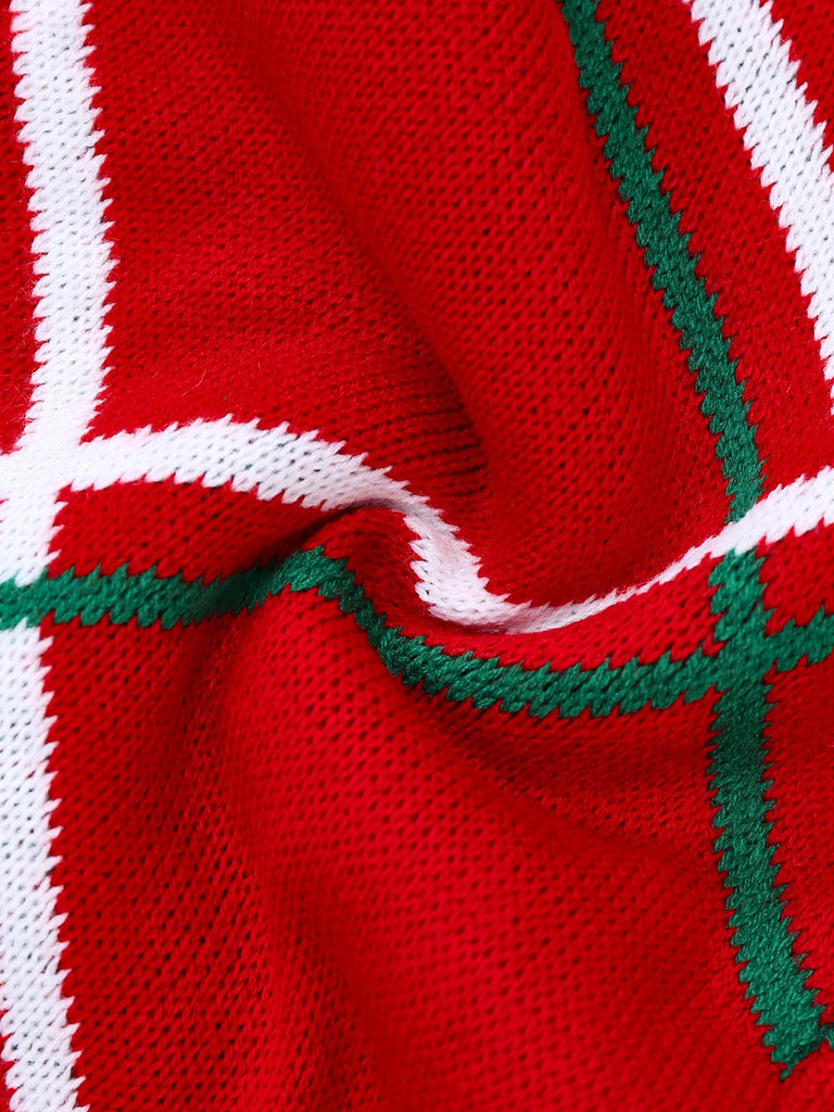 1960s Bow Christmas Plaid Patchwork Jumpsuit