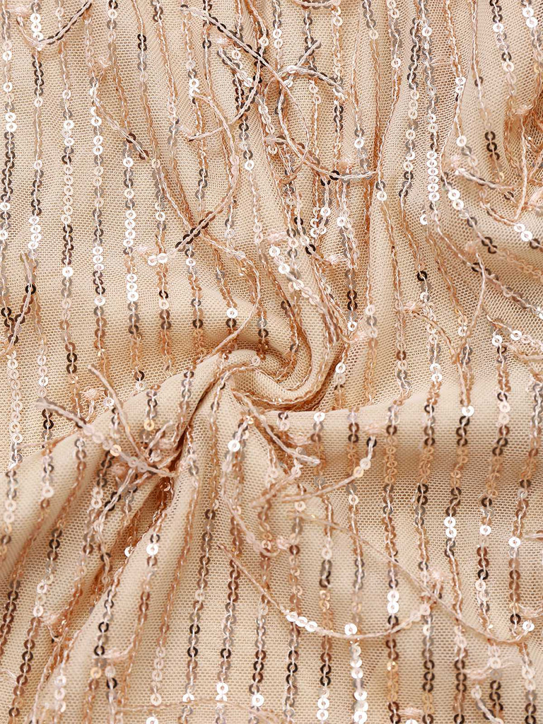 1970s Halter Deep V-Neck Sequin Fringe Jumpsuit