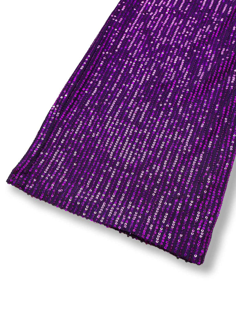 Purple 1970s  Sequin One-Shoulder Jumpsuit