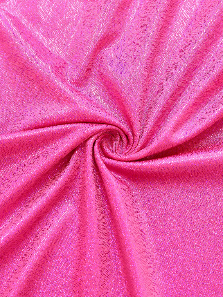 Pink 1970s Metallic Deep V-Neck Disco Jumpsuit