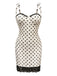 White 1960s Polka Dots Lace Patchwork Bodycon Dress