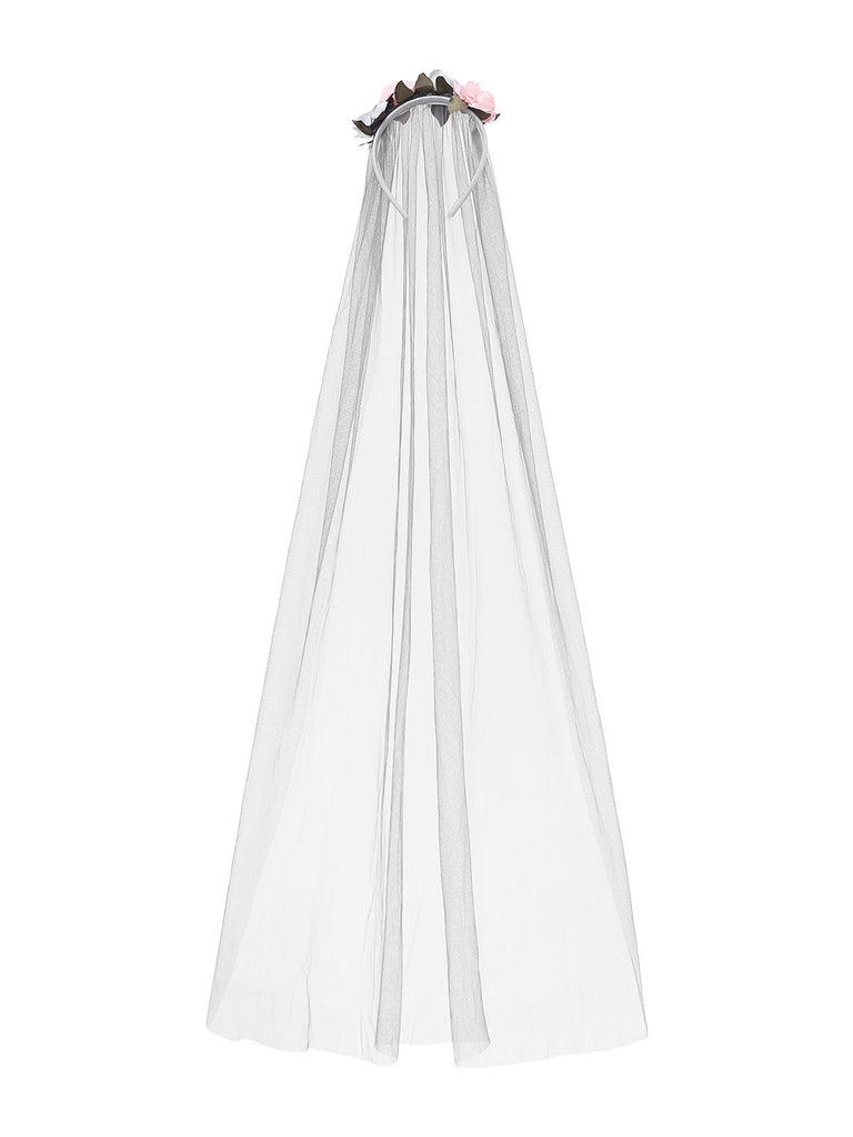 Grey 1930s Halloween Ghost Bride Mesh Dress