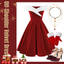 Red 1950s Christmas Off-Shoulder Velvet Dress